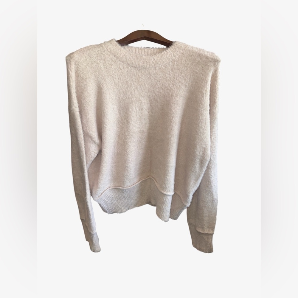 Hippie Rose Light Pink Shimmer Crewneck Pullover Fuzzy Sweater NWT Size XL Women